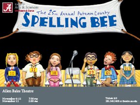 UATheatreDance's tweet photo. Happy Closing to the cast and crew of The 25th Annual Putnam County Spelling Bee! Final show is today at 2:00pm #SeeTheBee #SpellTideSpell https://t.co/od7g31tvfw