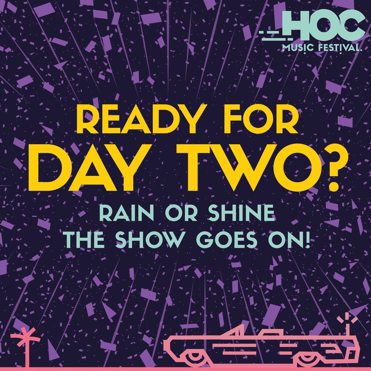 Who is ready for TODAY??? 🙌🏻 See you at 3:00 PM 🎉🎉🎉✨✨✨Remember Rain is just confetti from the sky 🎊 #HOCFest #musicfest #mgmt #wildbelle