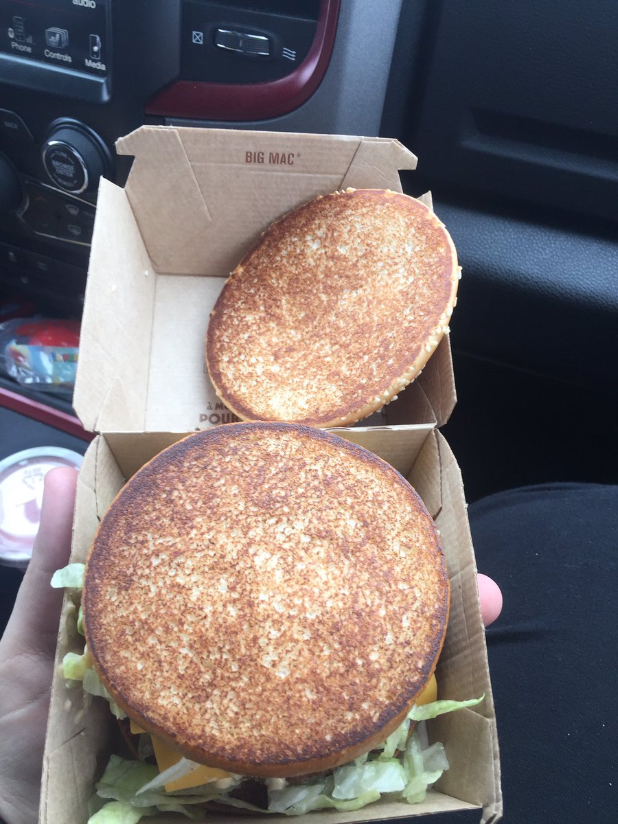 NToeppner's tweet photo. Hey @McDonalds you're missing something on my Big Mac... lol 🤦‍♀️ #nomeattop lol #shakeyourhead https://t.co/g8KTMH7tXe