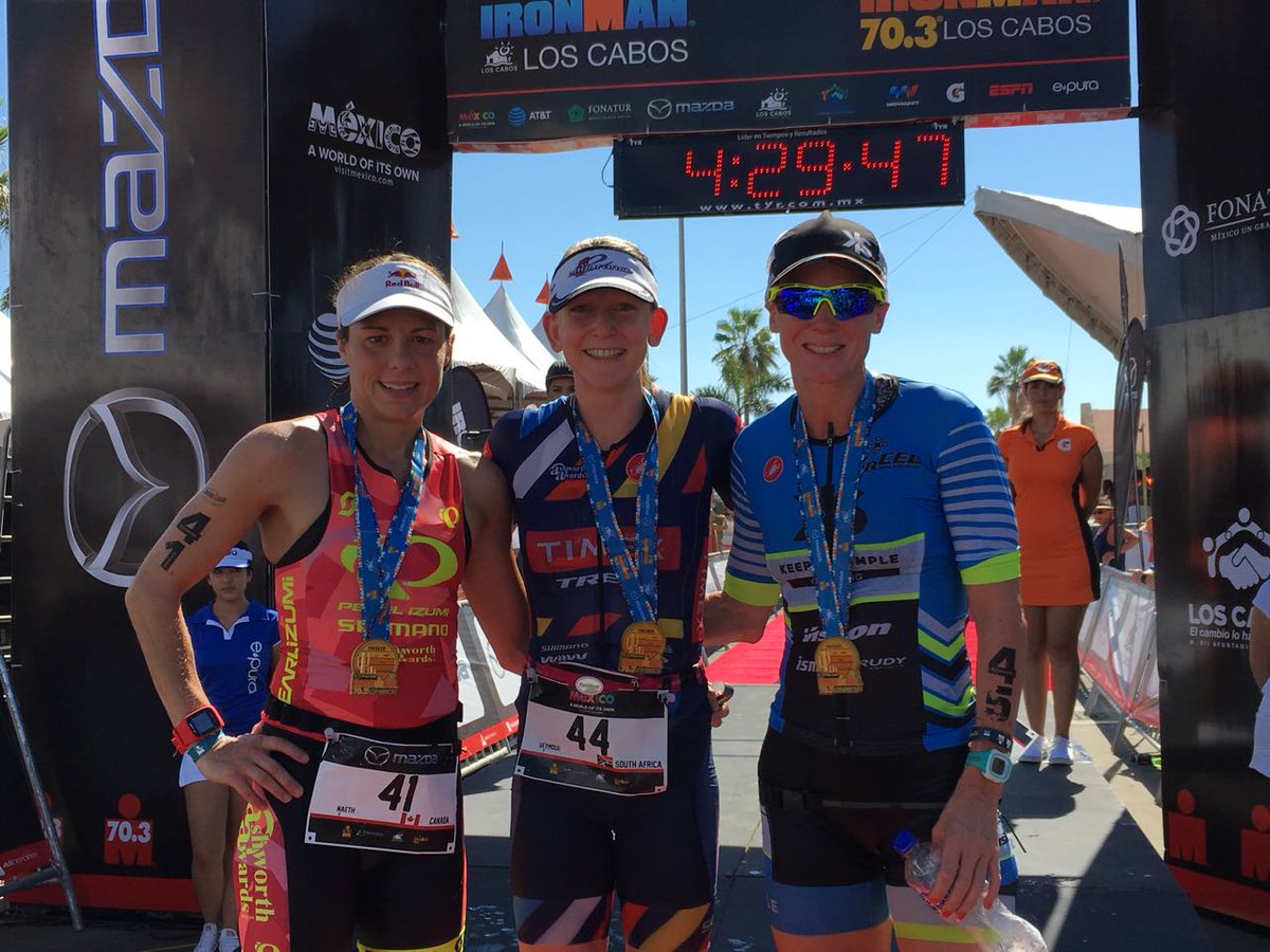 #IM703LosCabos  Women's podium

1. @JeanniSeymour 4:18:23
2. <a href="/AngelaNaeth/">Angela Naeth</a> 4:18:36
3. @cazzlester 4:21:20

#GreatRacing