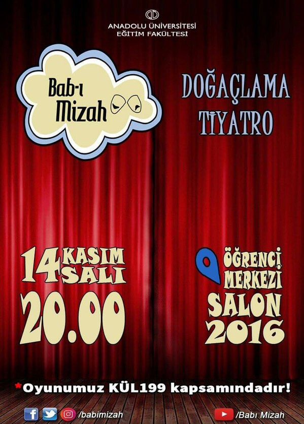 Bagaj'da 14 Kasım Salı gününe kadar bu tweeti RT'leyen  bir üniversiteliye ve arkadaşına protokolden  Doğaçlama Tiyatro bileti hediye! Bol şans :)