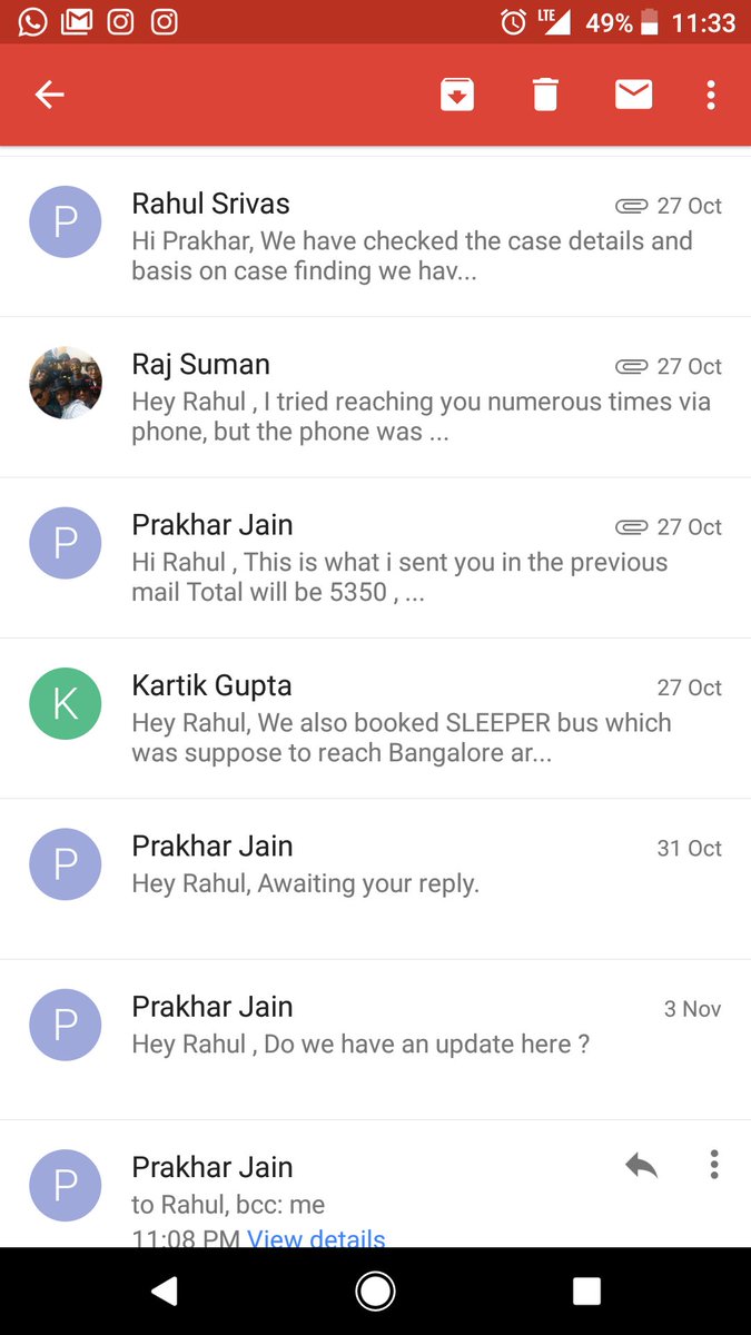 raj4suman's tweet photo. @jain_prakhar02 @kartik7153 @makemytripcare @deepkalra @makemytrip Rahul Srivas is the customer service guy, he hasn't replied since 27th October and he has closed the incident. If this is how you treat your customers then I'm utterly disappointed and I'm sorry to say but I'll never use or suggest MakeMyTrip to anyone. @makemytrip @deepkalra https://t.co/ox3aOgSFNo