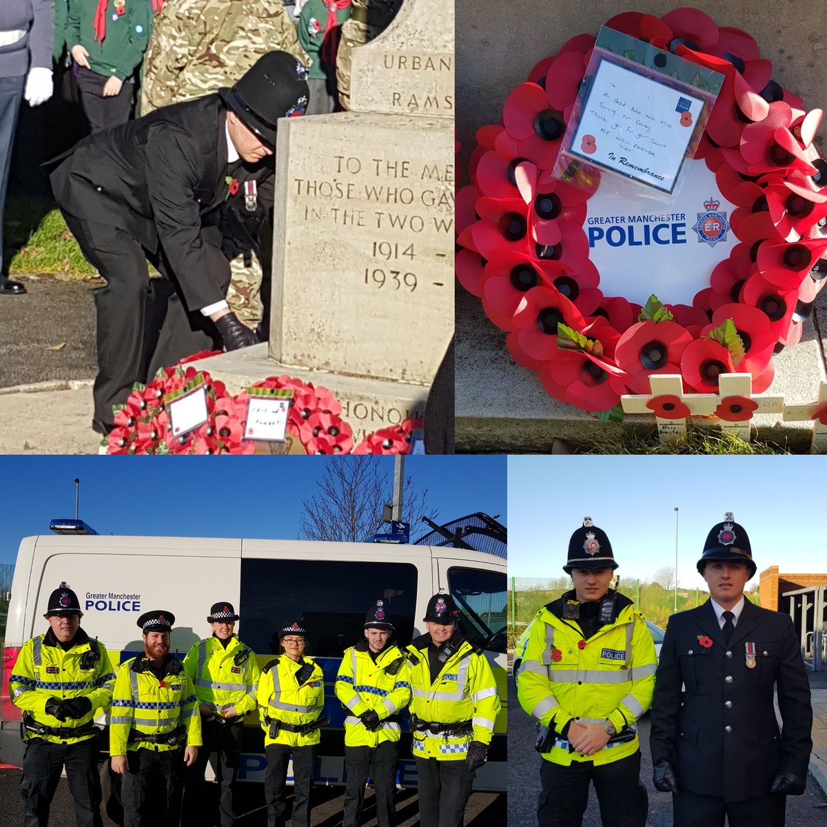 TruckerMozzi's tweet photo. "Today we thought of them because they thought of us"

14 #TeamBury officers did us all proud today covering 4 parades across #Bury today, especially SC Barber laying a wreath following his service in Afghanistan #RemembranceSunday https://t.co/cJ3wcACkJD