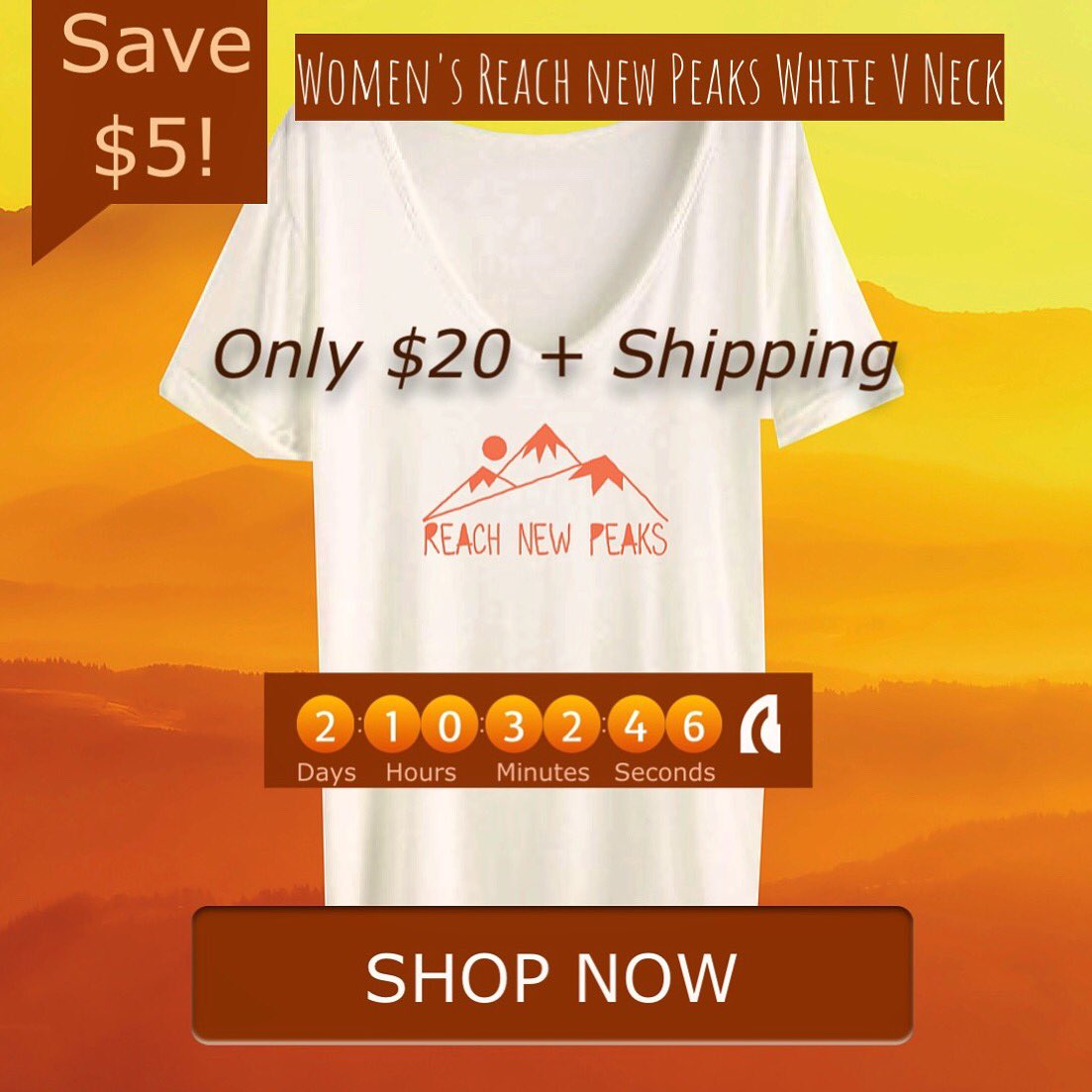 Only 2 days left to save on the #TeeOfTheWeek! Time is running out! ⏱🏔👚| #VNeck #Sale #paypal #shirts #fall2017 
#ReachNewPeaks #shop #zelf