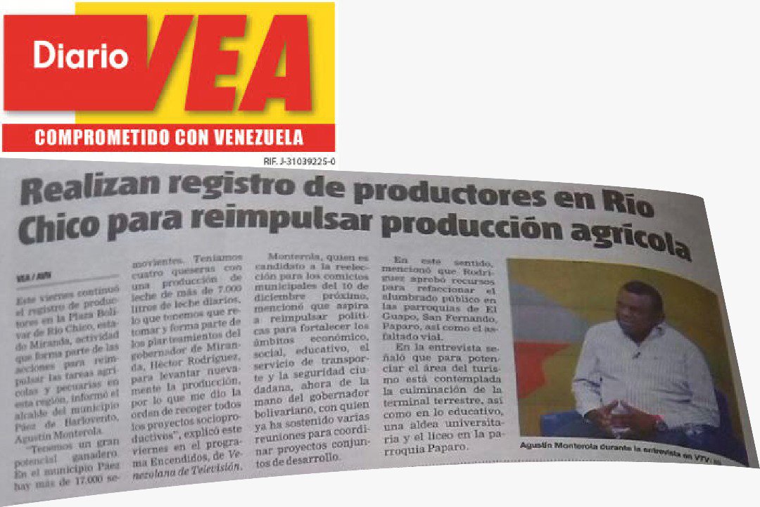 Alc_RioChico's tweet photo. #ENTERATE | Realizan registro de productores en Río Chico para reimpulsar #ProducciónAgricola #MirandoAlFuturo #Paez #Miranda #DIARIOVea https://t.co/EDrFpKKgZK