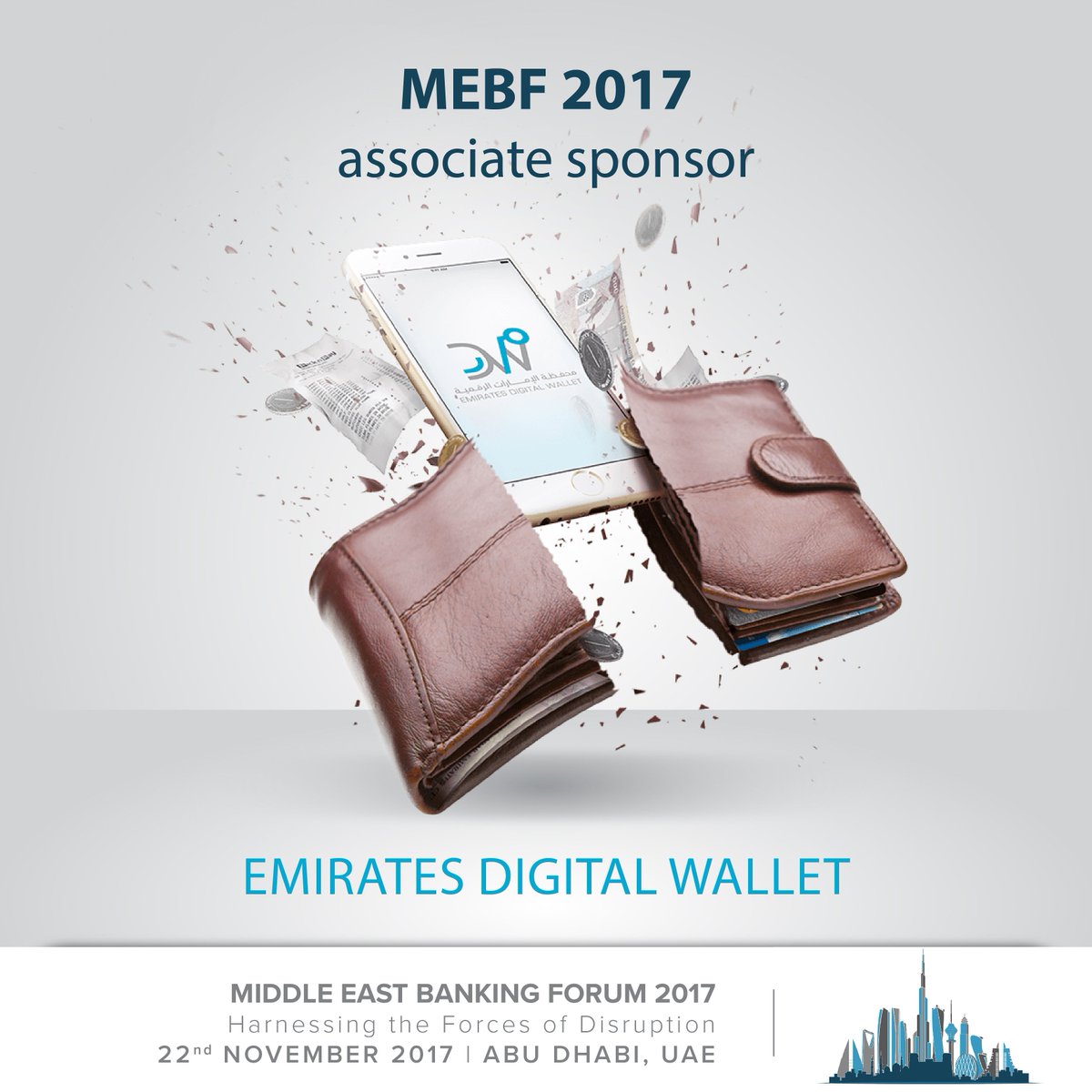 ME_BankingForum's tweet photo. #EmiratesDigitalWallet, newly launched and revolutionary payment system, will debut in #MEBF2017 as associate sponsor. https://t.co/FPeT8JsBih