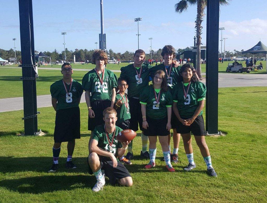 sobrevardcounty's tweet photo. Our @VieraHawks #SpecialOlympicsFlorida Flag Football team earned Silver medals at today’s @espnwws Fall Classic! #BeAFan https://t.co/9xq0Fbe2Mw