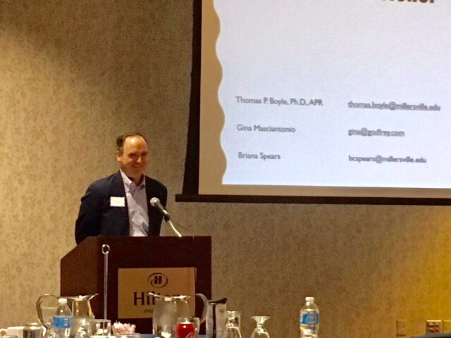 mvilleprssa's tweet photo. Our president Briana Spears, our faculty advisor Dr. Boyle, and PRSSA alumni Gina Masciantonio spoke at the PRSA Mid-Atlantic District Quick Start for Chapter leaders. The topic was the importance of maintaining a good relationship between PRSA host chapters and PRSSA chapters. https://t.co/ALtTy28bwa