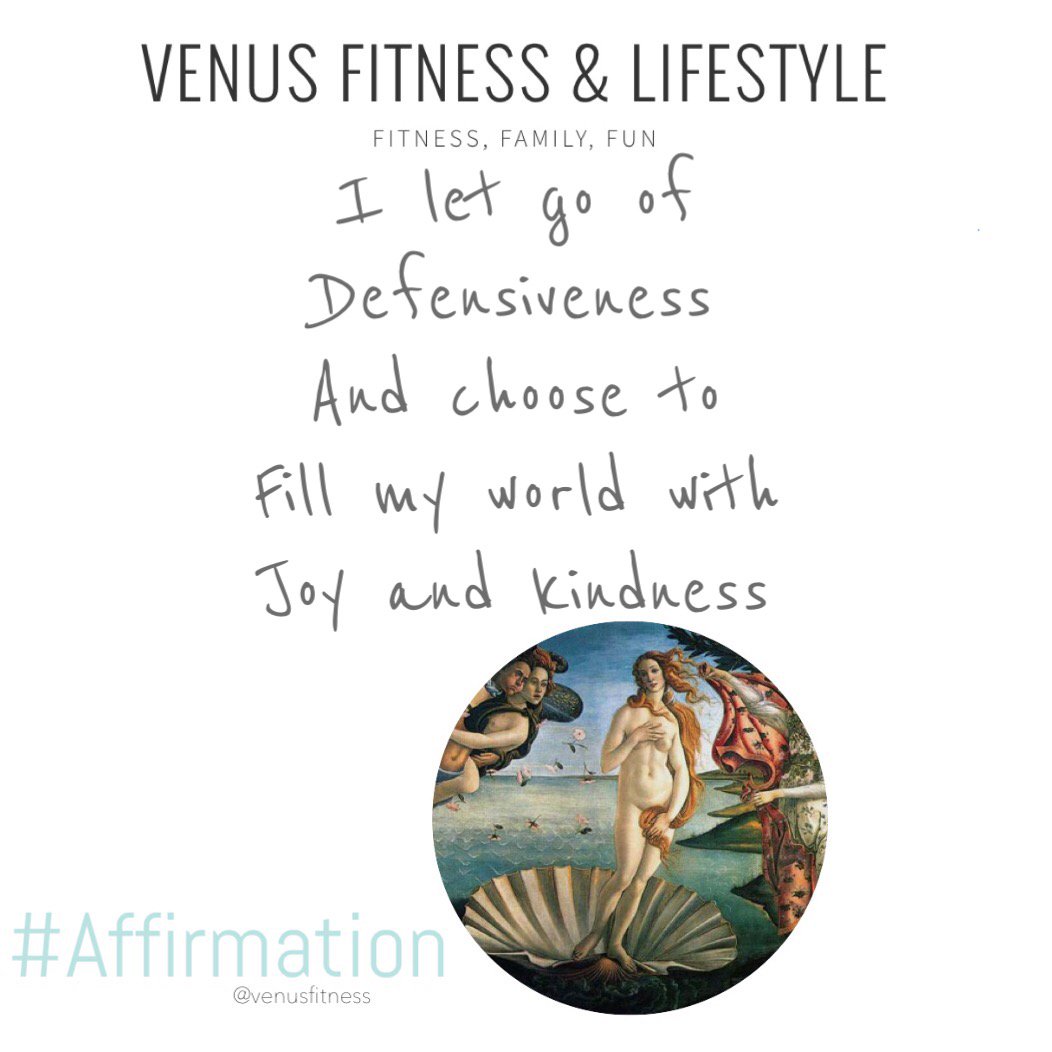 venus_fitness's tweet photo. I let go of defensiveness and choose to fill my world with joy and kindness! #VFAffirmation #2017Goals https://t.co/NXcq5BeJ8o