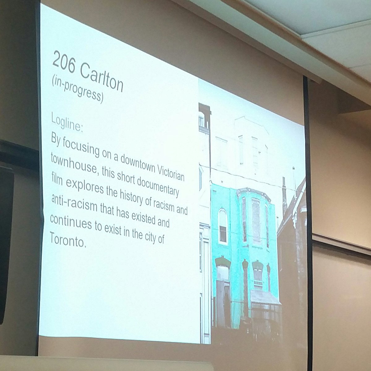 nataljaChe's tweet photo. .@SylviaNowak presenting her film project "206 Carlton" at #DIRT17 conference @ryersonstudio #localactivism #toronto #toronto history @ryerson_u #mediaactivism https://t.co/vbRi3r3BFi