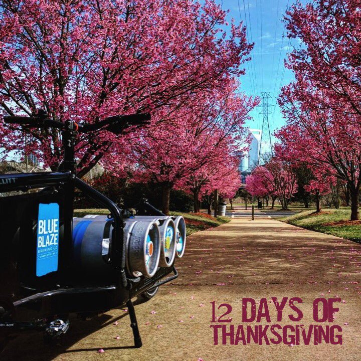 BlueBlazeBrew's tweet photo. Day 2: We r thankful for a healthy environment & the air we breathe. Through @Sustain_CLT 's efforts, people r trading in keys 4 helmets 2 help keep CLT beautiful. We do our part by delivering on bikes whenever possible. Join us on 12/13 for @Sustain_CLT 's next mixer. #ibikeclt https://t.co/DeVvQWfpdf