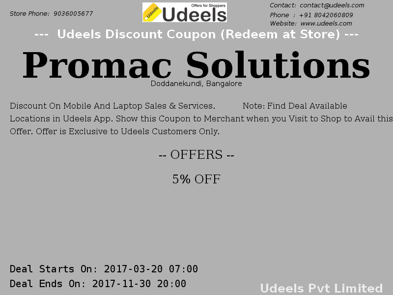 UdeelsBengaluru's tweet photo. 5% OFF | Discount on mobile and laptop sal | #PromacSolutions | #ComputersElectronics | #Doddanekundi | #Bangalore
https://t.co/iyP7PVwmGg https://t.co/3GOzzAIF3F