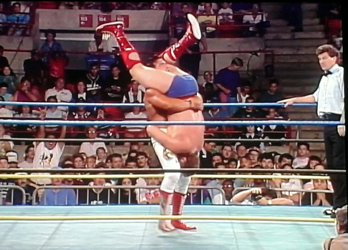 Mundo840's tweet photo. A rare tombstone piledriver by Steamboat!! #FallBrawl93 https://t.co/9gzfdS9b4d