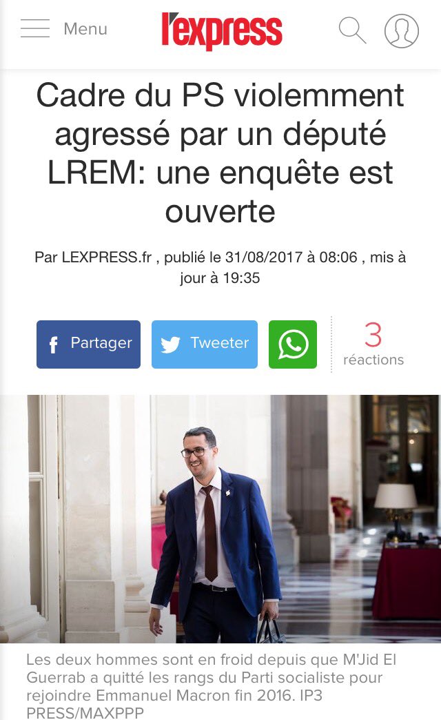  @Elguerrab_mgic a manqué de tuer un opposant. Heureusement on est ferme chez LREM, de lourdes sanctions sont tombées. Irréprochables.