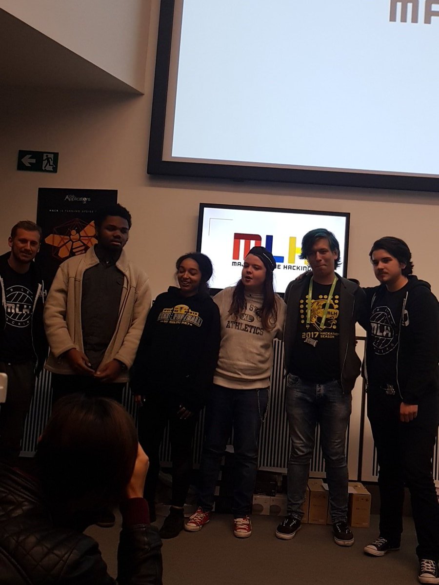 GreatUniHack's tweet photo. 3 is a lucky number! LENS also won the @MLHacks award for the use of AWS https://t.co/4hZd4TzS31