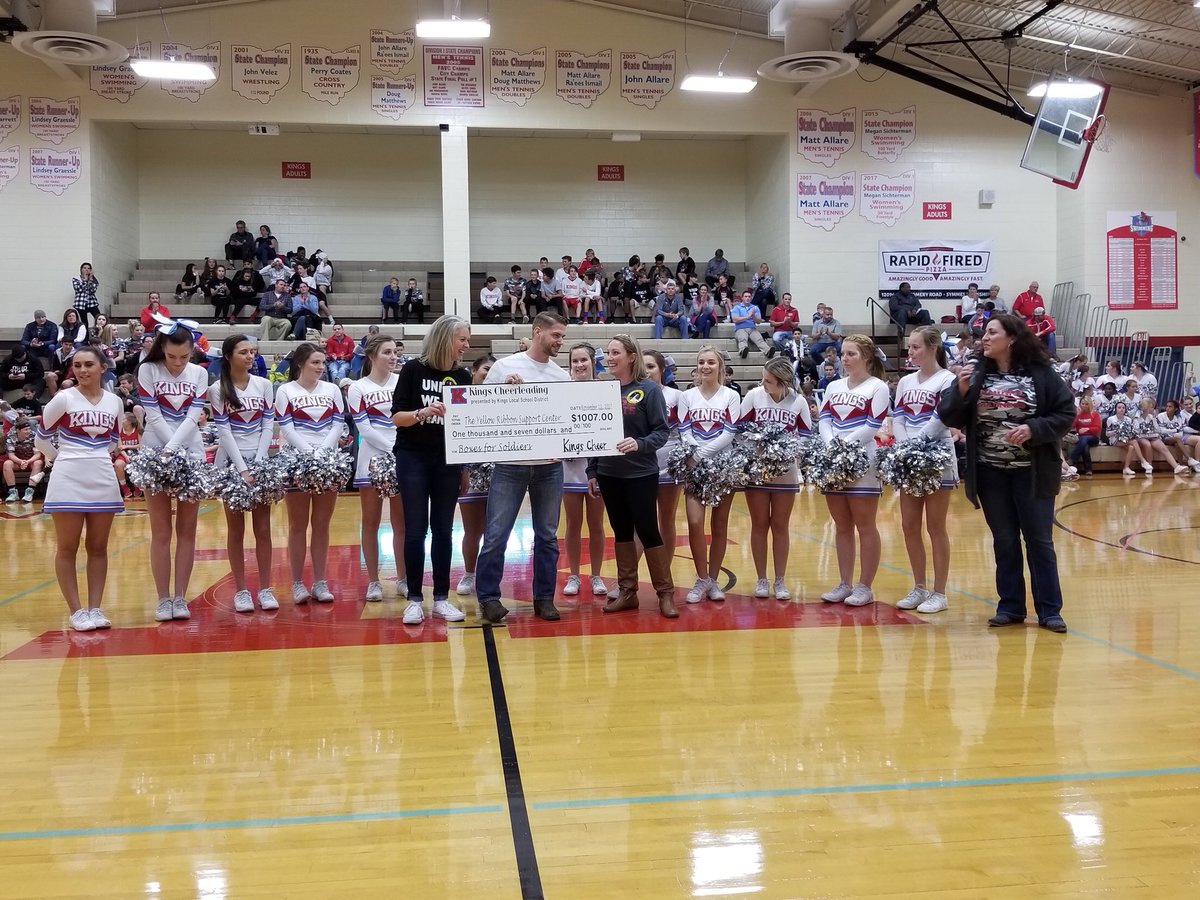 KHSknightscheer's tweet photo. Thank you to Mason Sign Co. for helping us present our donation to the Yellow Ribbon Support Center! 🎗❤️🎀 https://t.co/8eWLgGemcG