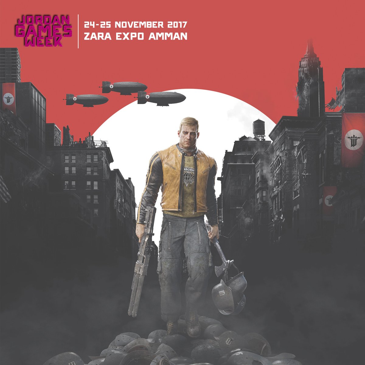 An exhilarating adventure brought to life by the industry-leading id  Tech 6, Wolfenstein II sends players to Nazi-controlled America on a mission to recruit the boldest resistance leaders left. Play Bethesda’s  latest action packed shooter at the third edition of #JGW.
