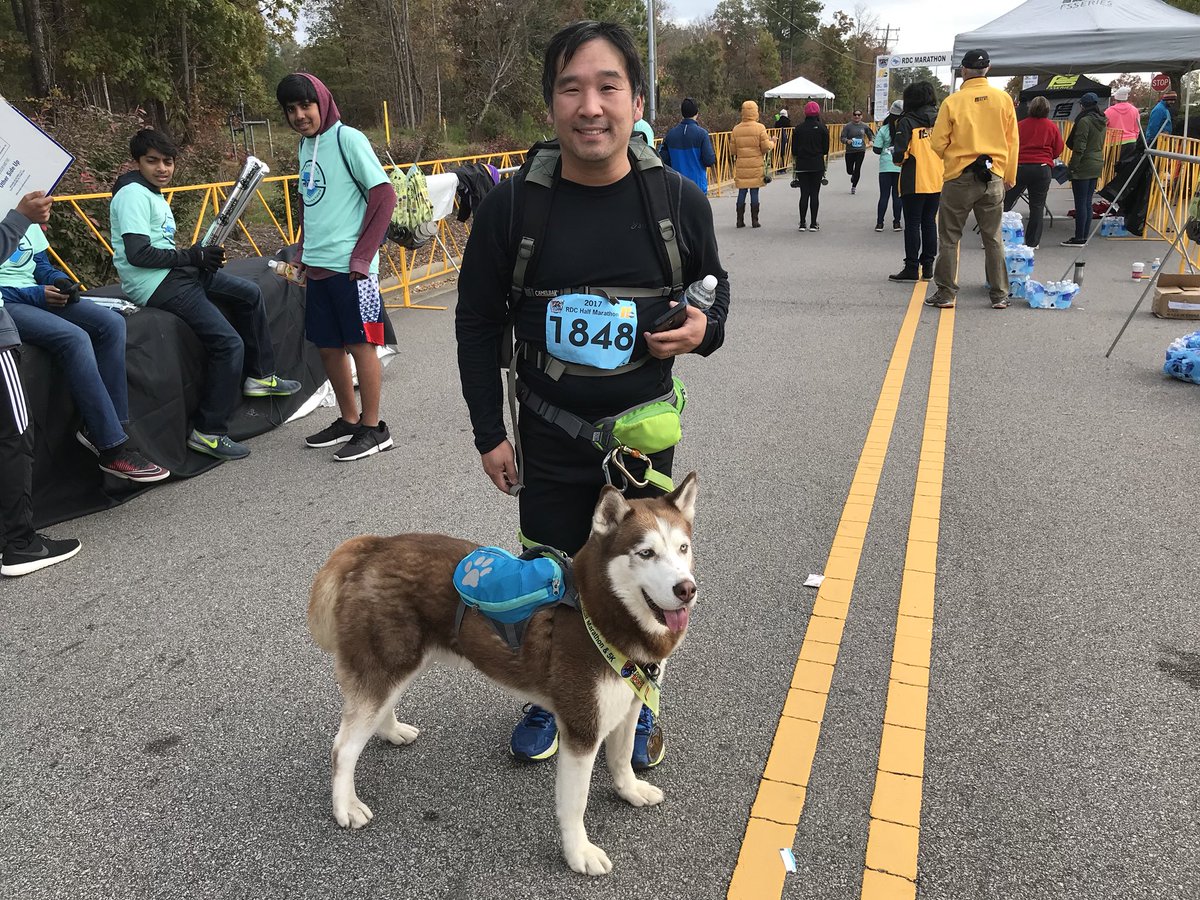 DanielsABC11's tweet photo. Chris and Pie are a great team! They just finished their 3rd half marathon! #RDCMarathon #ABC11Together https://t.co/98BQcS0Zx4