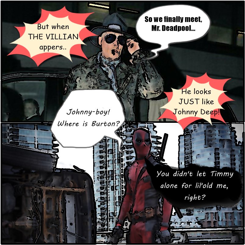 Artemissa97's tweet image. Sólo yo puedo empezar burlándome de fotos de Johnny Deep con @estela_malvido y acabar haciendo esto. #Deeppool