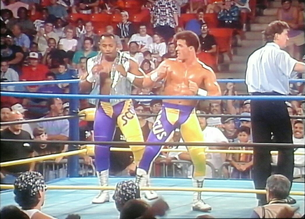 Mundo840's tweet photo. Scorpio and Bagwell get jiggy with it to Scorpio's amazing music!!! #FallBrawl93 https://t.co/QHvmZAqzK1