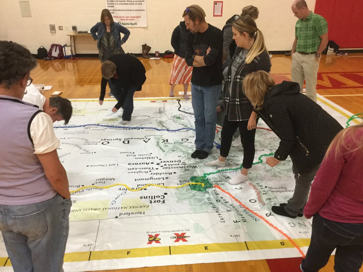 STEMisMyFuture's tweet photo. Fun time mapping with D51 Middle School teachers at Friday's in-service. Mapping connections for in all contents. Thanks @COGeogAlliance for this resource! #ColoradoGiantMap #geospatial #workworthdoing #WMSSTEMGJ #natgeomaps #WeAreD51 @district51 https://t.co/WH5PP5TqDh