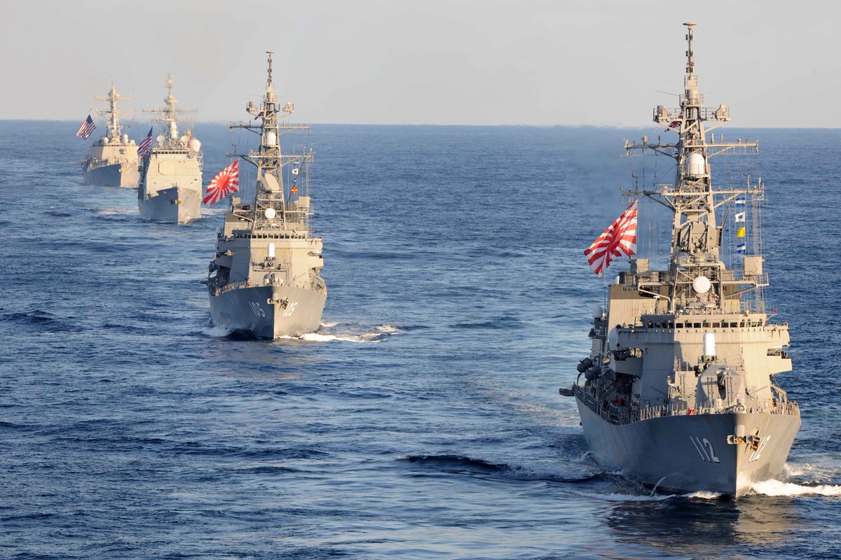 DeptofWar's tweet photo. In case you didn't know, the Navy is still doing what it does best. Projecting power! @USPacificFleet strike groups @Gipper_76, @TheRealCVN71 and @NimitzNews are underway, and conducting operations, in international waters as part of a three-carrier strike force exercise. https://t.co/ku5no5472U