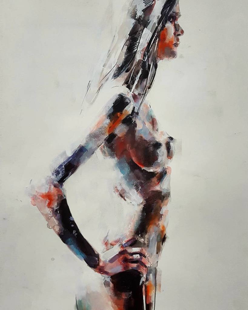 Standing female figure study in mixedmedia on paper 56x38cm #fineart #drawings #illustration #fashion #contemporar… ift.tt/2zAcvfc