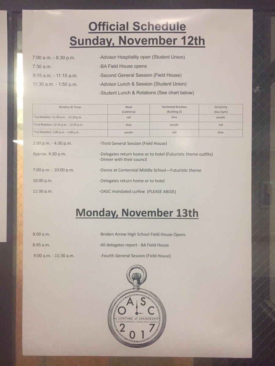 Here is the schedule for today!