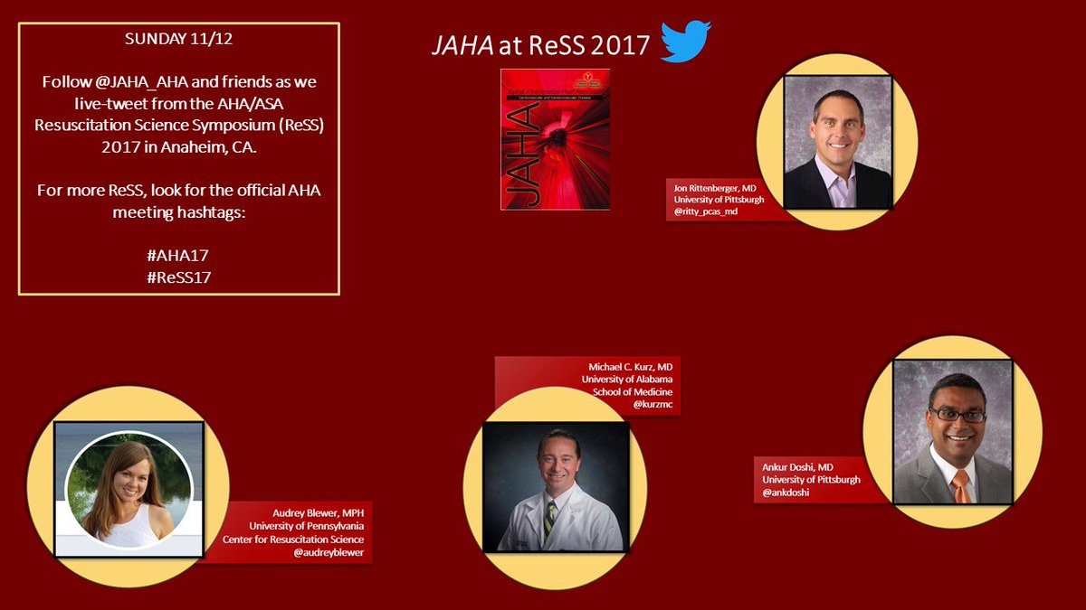 JAHA_AHA's tweet photo. Welcome to @audreyblewer, @ankdoshi, @kurzmc, live-tweeting for JAHA today from #ReSS2017 in Anaheim! #AHA17 https://t.co/ETTgdAfQx4