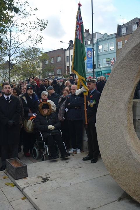 The Islington Veterans Association parading their standards on Remembrance Sunday