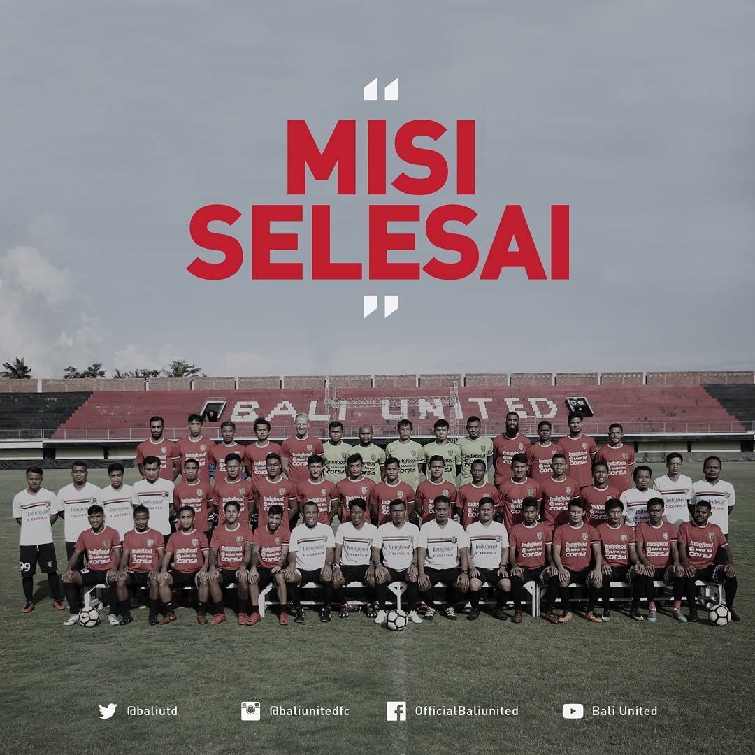 MISI SELESAI!
•
Memasang target 5 besar pada awal kompetisi, akhirnya kita berhasil mencapai target tersebut di musim ini.
•
Terima kasih atas dukungan kalian selama satu musim ini. Bali United Jaya!

#baliunited