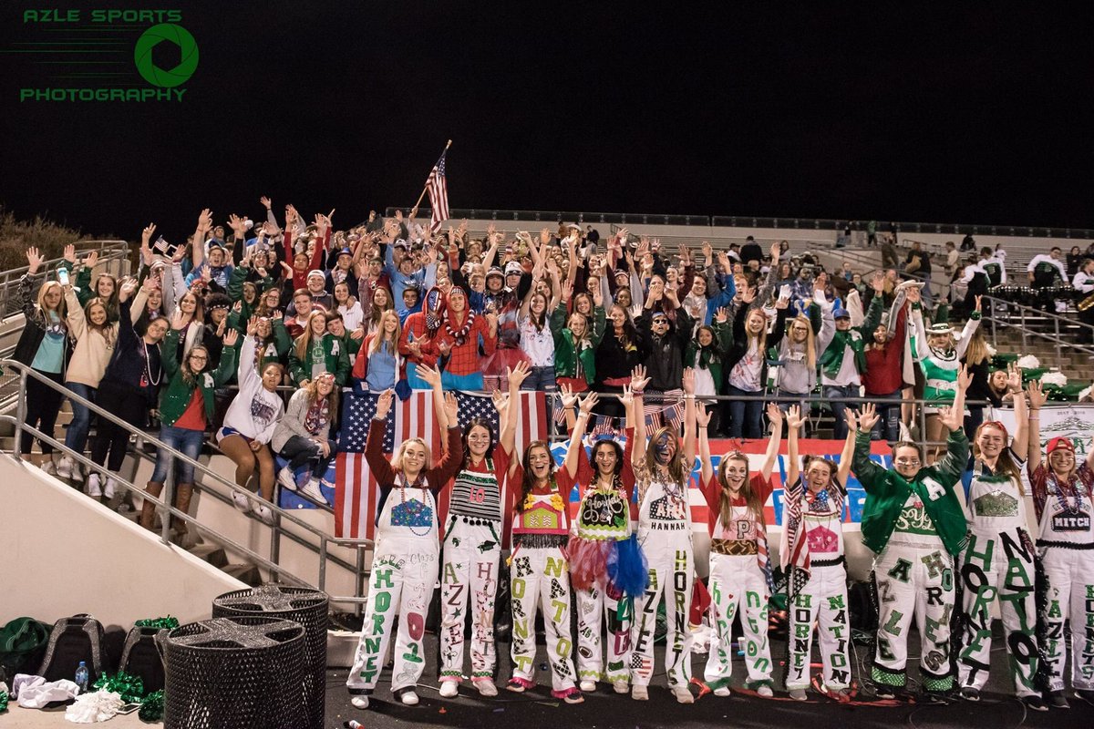 ahsstusection's tweet photo. Well student section, that’s a wrap! 💙❤️ #HornetNation #TheSwarm https://t.co/Mu5OYEC4pL