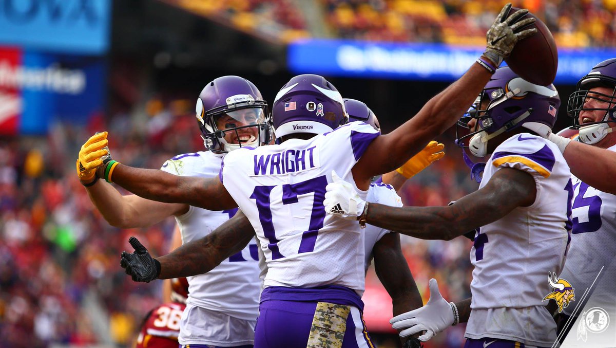 Five different #Vikings scored touchdowns in today's win at Washington.  📺: mnvkn.gs/XPJvEb https://t.co/Tg56d9vujO