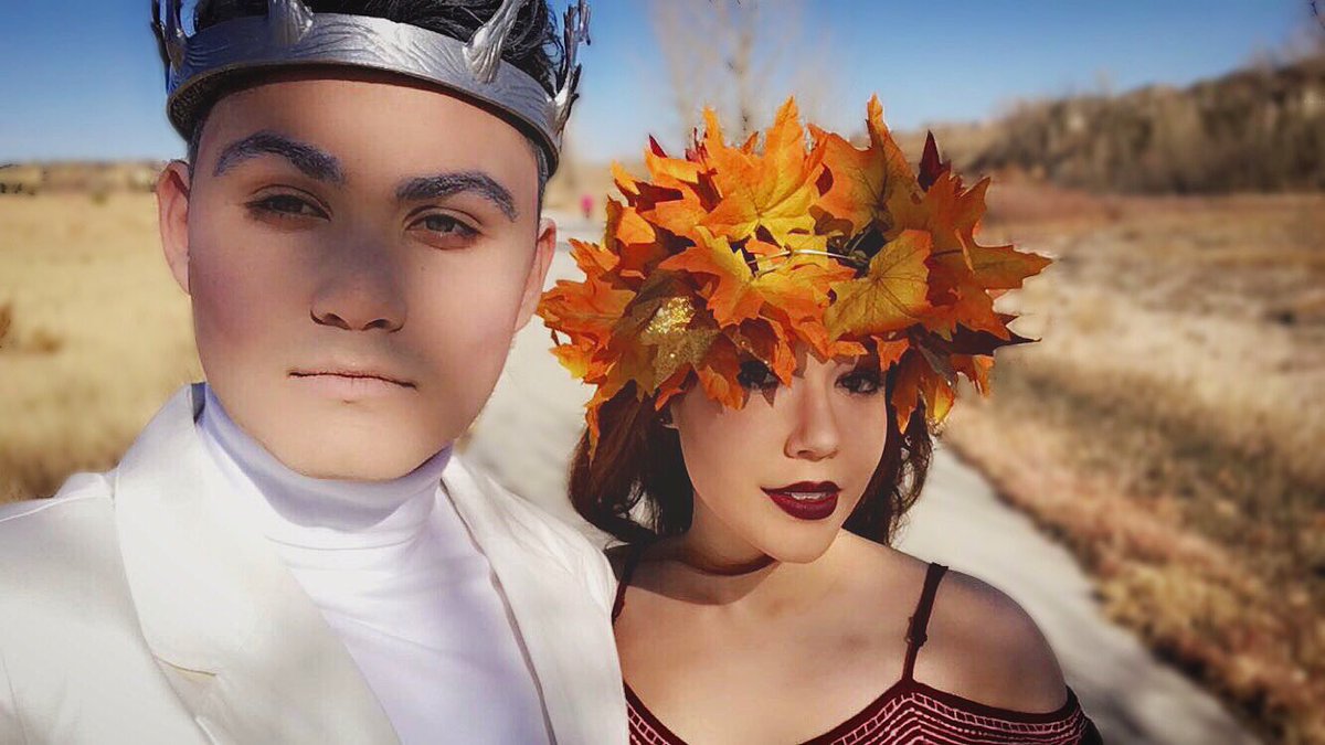 ConnorGreenwell's tweet photo. Your local gods out here finna make the seasons change. 🍁🍂❄️☁️ #wintergod #fallgoddess #filmmaking #filming #freezing https://t.co/Ul9kRTxlmk