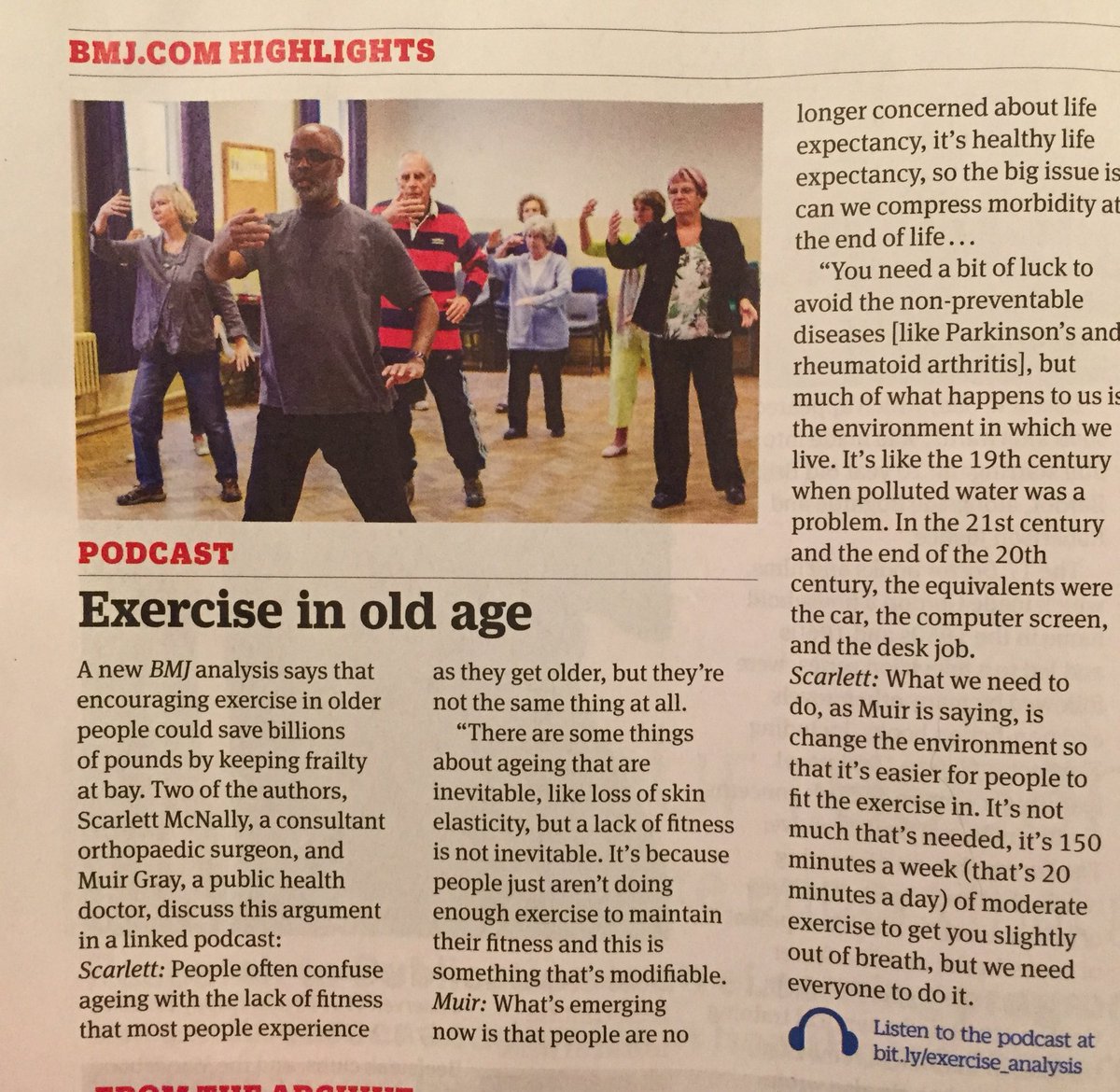 Trisha_the_doc's tweet photo. Such an important message in a recent @bmj_latest re podcast from @scarlettmcnally & @muirgray.
Donโt confuse lack of fitness with getting older... https://t.co/AO80EMCLwG