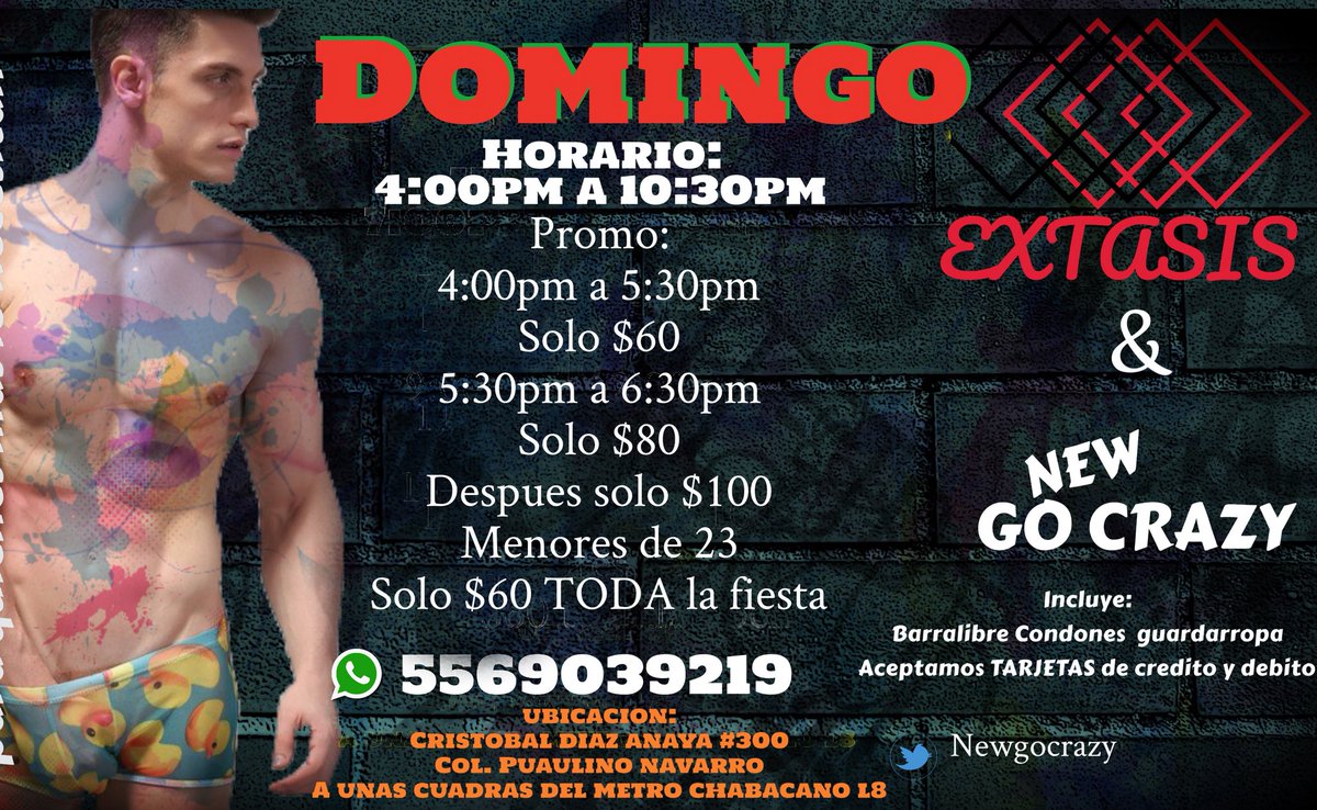 ExtasisCDMX's tweet photo. Es día de quitarnos el fríos ven a divertirte
4:00pm a 10:30pm
Recuerden que hoy solo $60 toda la fiesta
#Blackroom #redroon #leatherroom #neonroom #barralibre https://t.co/5anaMIO7PC