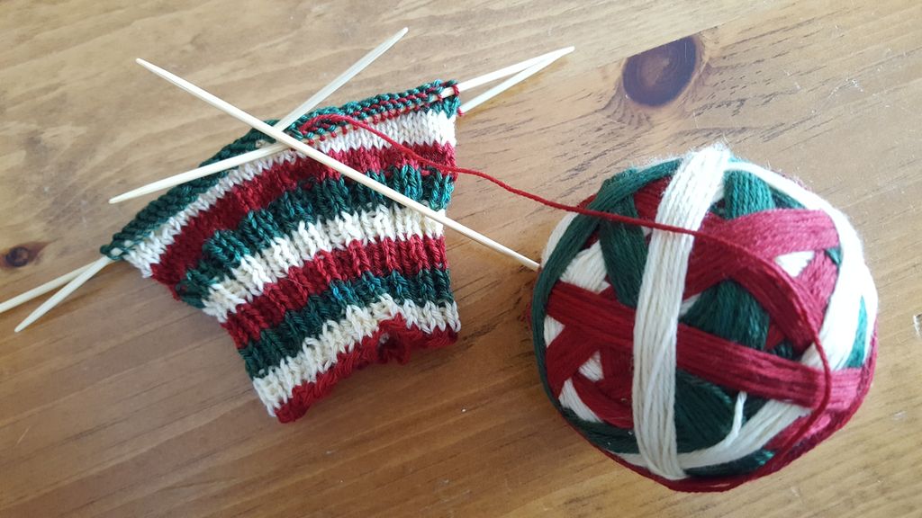 There's snow on the ground so Christmas Socks are on my needles. #knitting