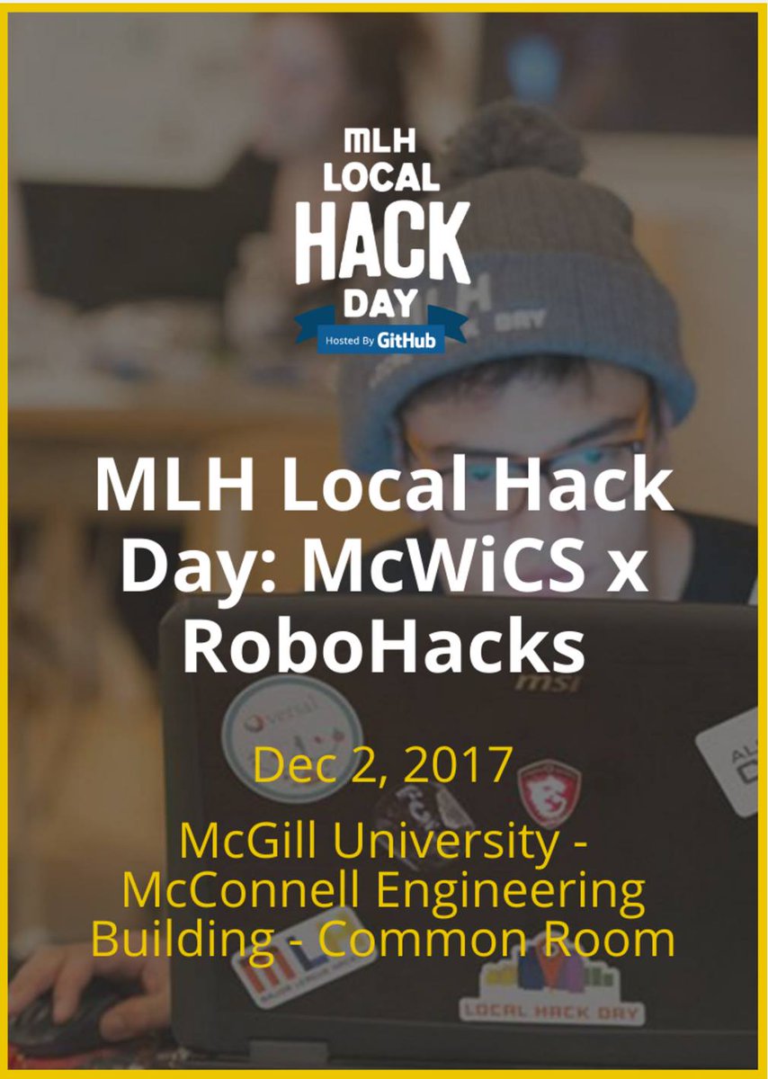 Now announcing... our <a href="/MLHacks/">Major League Hacking (MLH)</a> #LocalHackDay! Come hack with us for this casual 12 hour hackathon. Co-hosted by McGill Robotics' RoboHacks project and @McGillWiCS.

All <a href="/mcgillu/">McGill University</a> students, register here: splashthat.com/sites/view/loc…