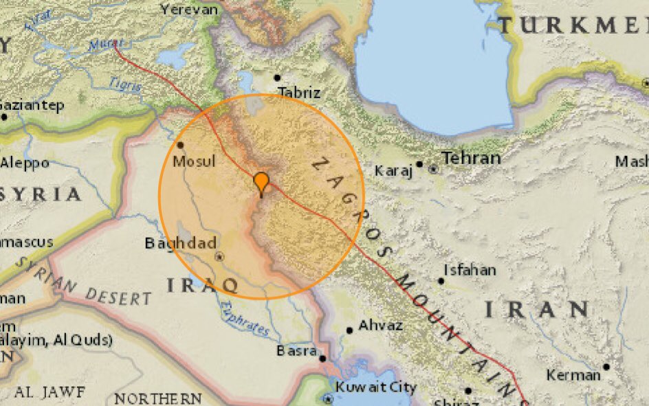 JccKrg's tweet photo. An Earthquake with Magnitude 7.2 hit #Kurdistan Region and Iraq. According to Initial reports; there has not been human losses &amp;  except miner damages to houses &amp; buildings with a varying degrees, especially in border areas; #Halabja, with Iran https://t.co/OV98R0mnPC