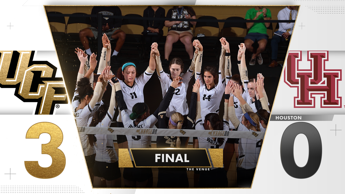 UCF_Volleyball's tweet photo. ⚔️ SWEEP ⚔️

It's a perfect weekend! 
#ChargeOn https://t.co/pPfSbPP6wk
