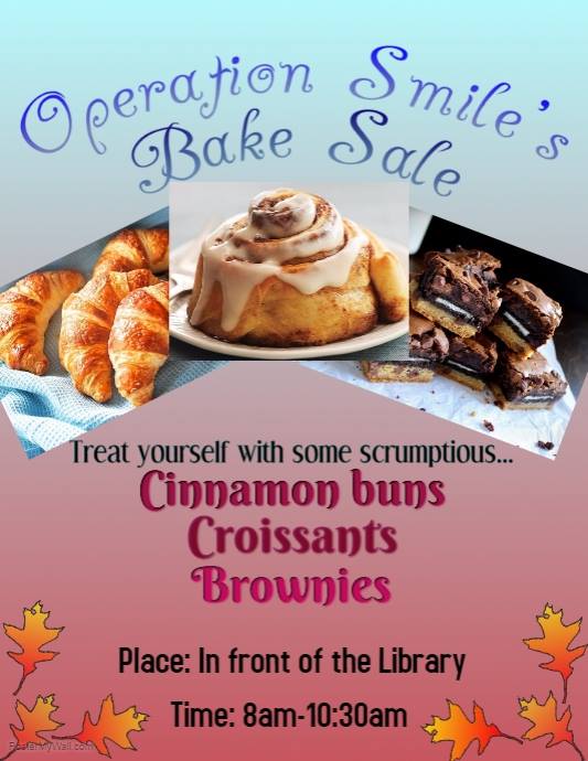 OSatUSF's tweet image. Operation Smile is having a bake sale TOMORROW morning! We will be stationed in front of the library until 10:30am, so pop by and grab a delicious croissant, cinnamon bun, slutty brownie, or all three as you head to your next class!