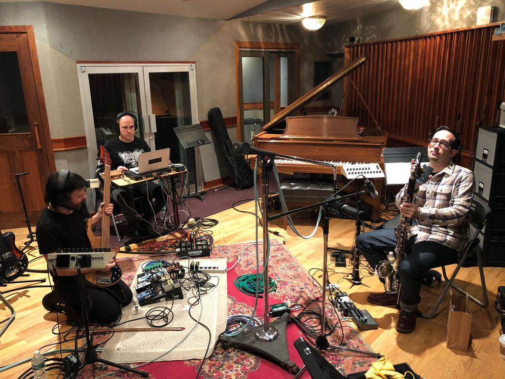 MarcUrselli's tweet photo. Is the world ready for an evil new #Bloodmist record? We will find out soon cause itโs being recorded right now with amazing microphones by @MicEhrlund and @HumAudioDevices at #EastSideSound with #TobyDriver (left), #MarioDiazDeLeon (center) and #JeremiahCymerman (right) https://t.co/lXqVlvSCMJ
