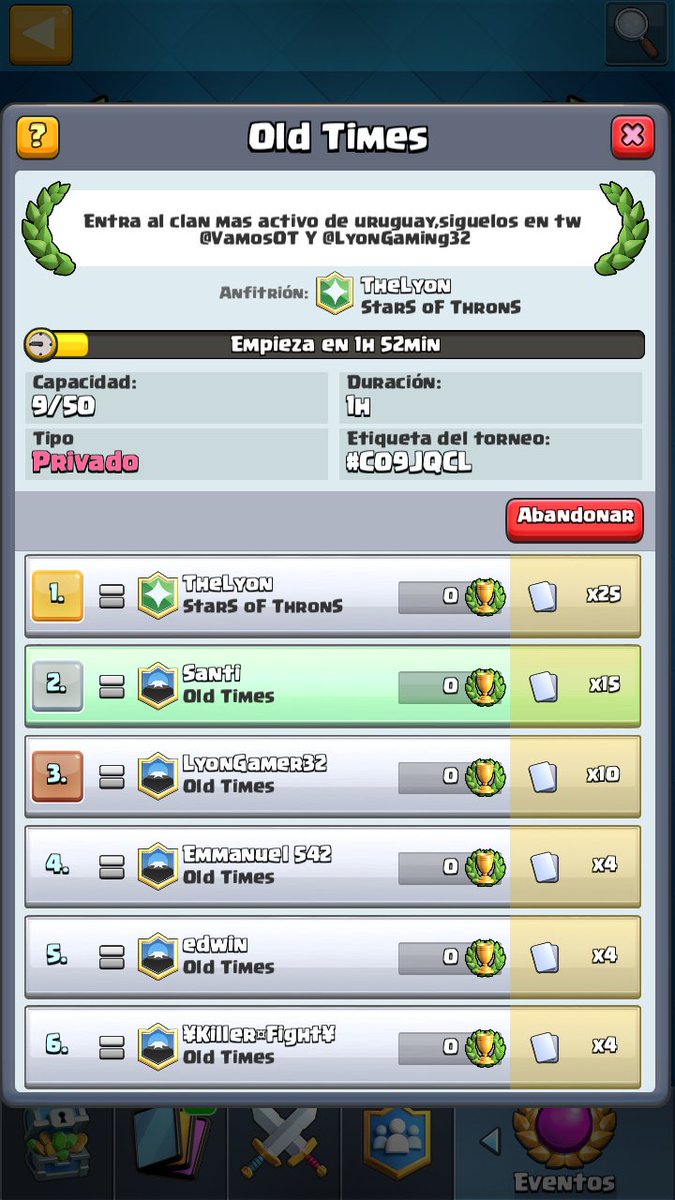 Torneo hecho por @LyonGaming32 vayan a seguirlo. Contraseña: DUKI