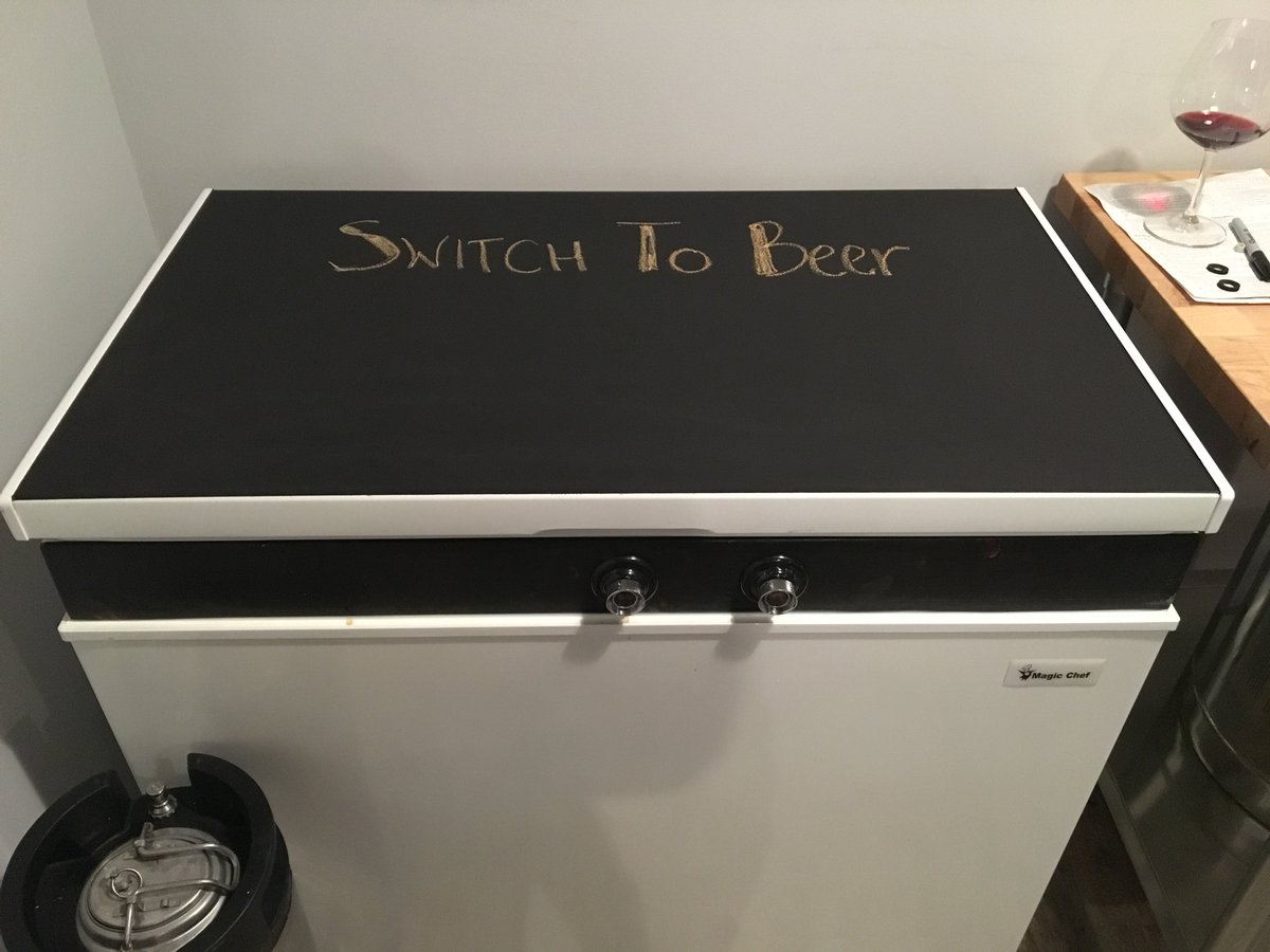 kendram23's tweet photo. Weekend project...turned the kegarator into a chalkboard. Now we just need some beer #switchtobeer https://t.co/Dmei7zOZhX