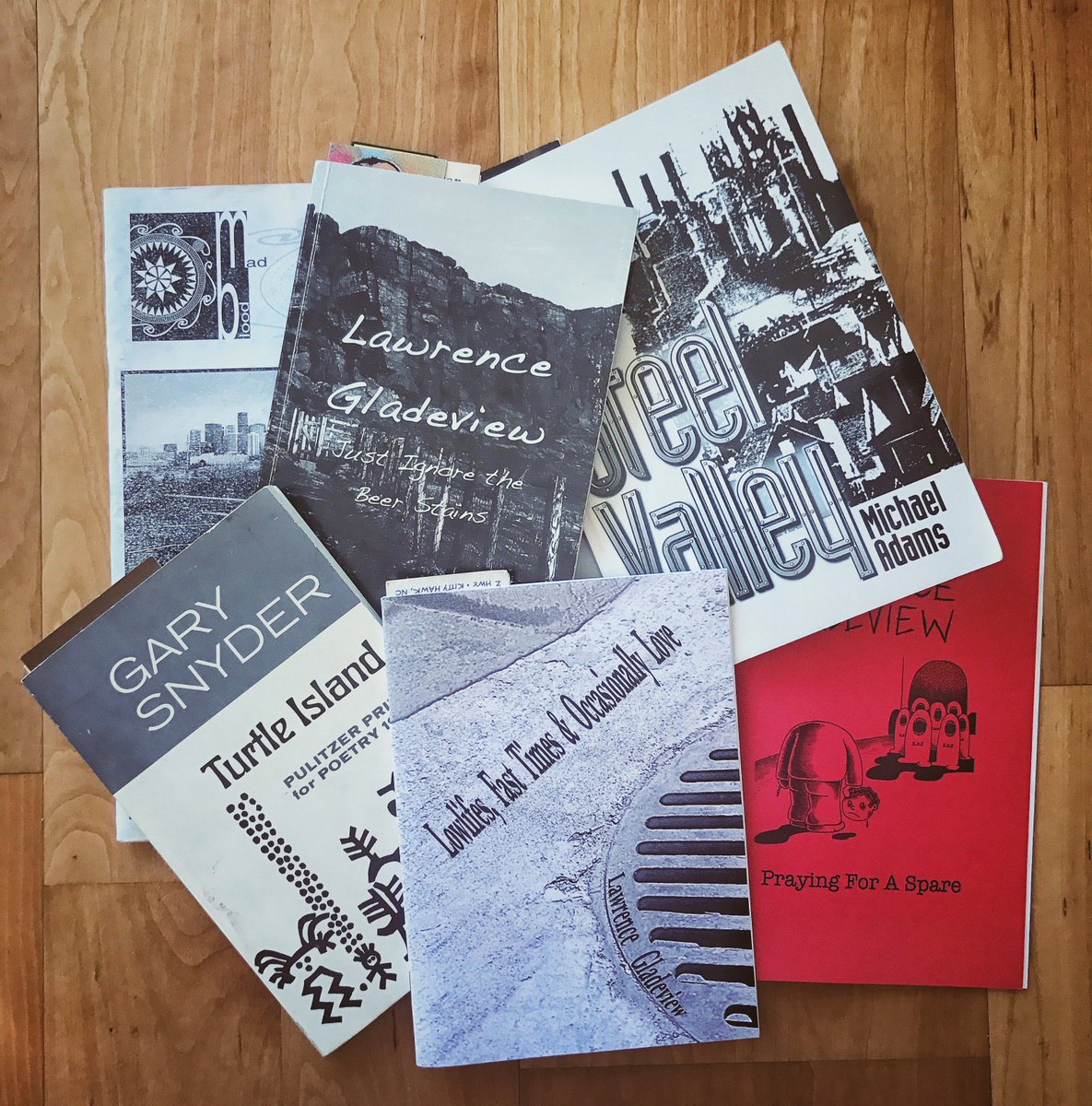 LarryGladeview's tweet photo. Tonight's reading will feature selections from all 3 of my books plus new poems from my upcoming collection The Stray Trails of Life.  I'll also be belting out words by Gary Snyder, Michael Adams, and John Macker. BYO beer, grub, friends, enemies, saints &amp; demons! #Poetry #Mayhem https://t.co/z5dq3p8Mzm