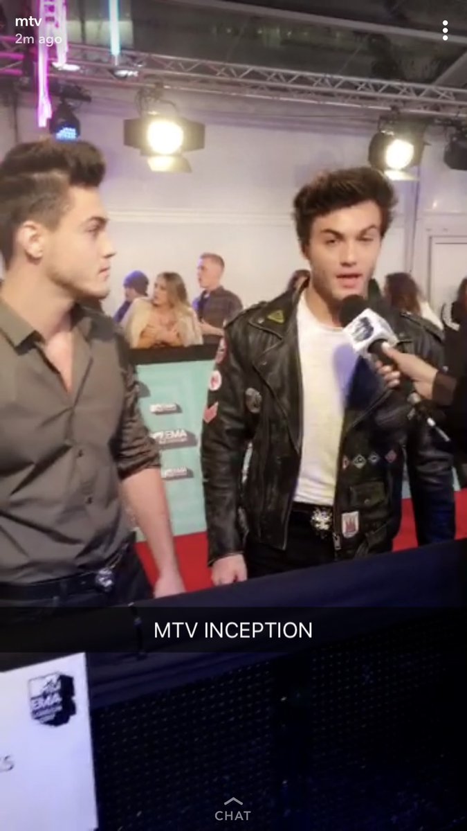 MTV's tweet photo. Don’t mean to alarm anyone, but I spy @GraysonDolan and @EthanDolan at the #MTVEMA on our Snapchat right now!!! 👻: MTV https://t.co/eTaXgWjAPs