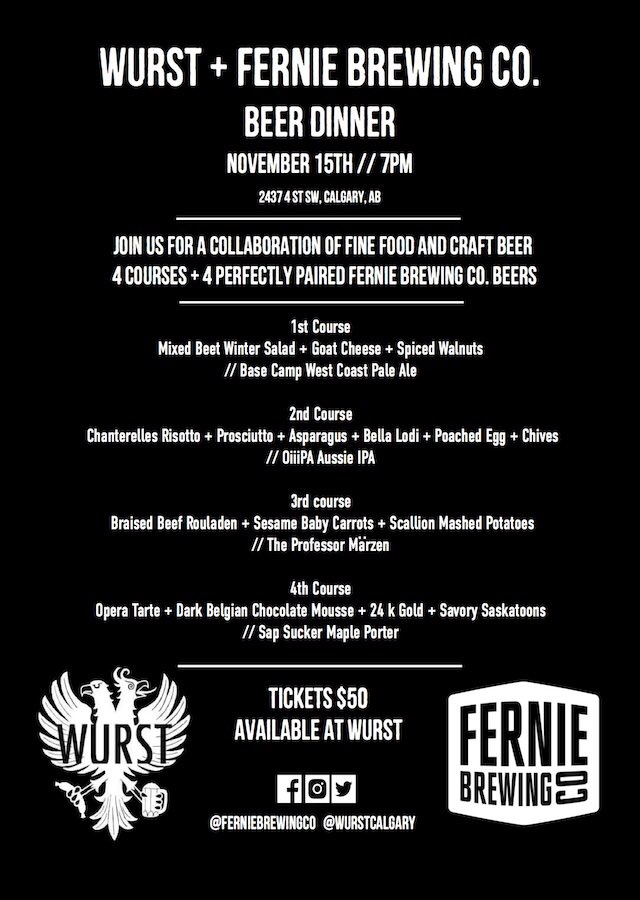 Wurst On Twitter Our Next Beer Dinner With Ferniebrewingco Is