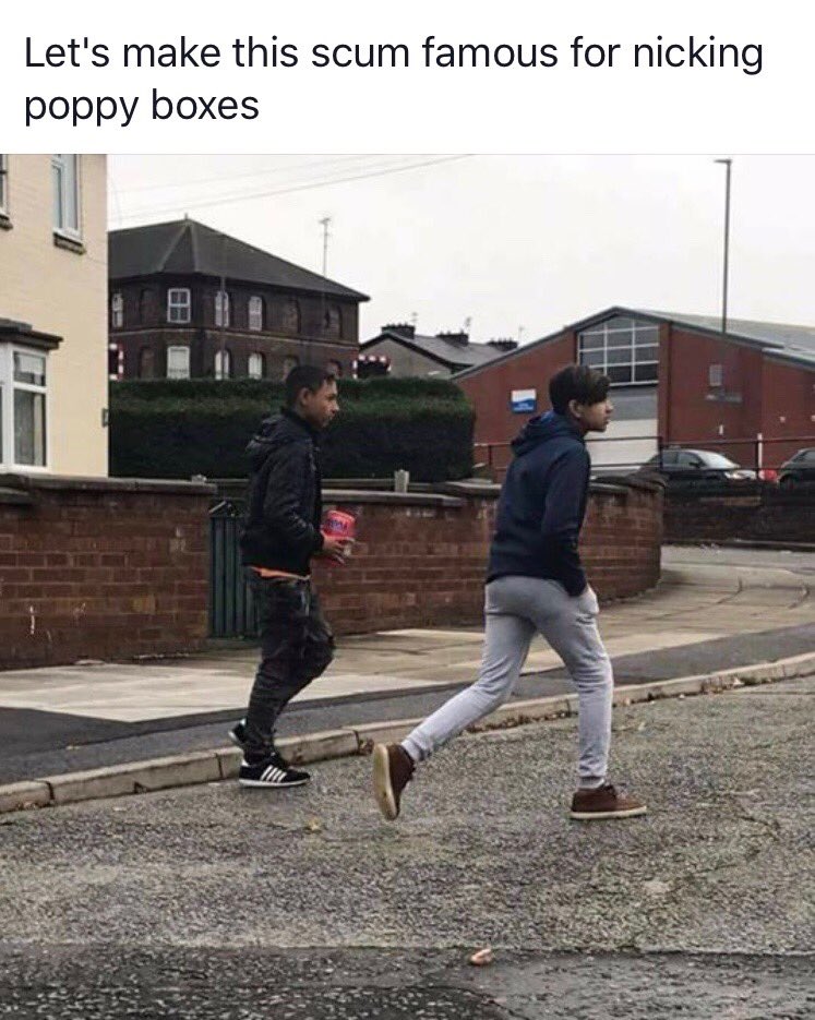 Saint_Spitfire's tweet photo. Poppy box thieves. 
Make them famous. 
#LestWeForget https://t.co/1BRoSziPwQ