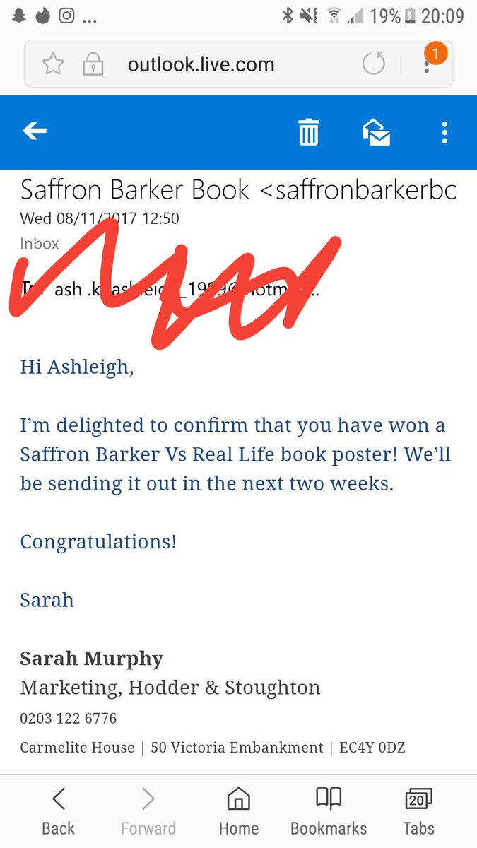 ashleighkeefee's tweet photo. omg I am so happy I won! @SaffronBarker https://t.co/h4P7GBCipa