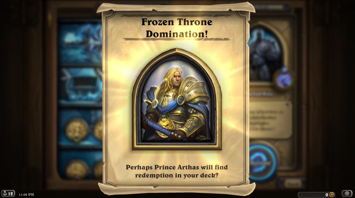 AwkwardArab's tweet photo. Finally 9/9 but I only realized there was a #KnightsOfTheFrozenThrone solo adventure AFTER #Blizzcon #Facepalm Thank you to the kind soul at the @PlayHearthstone panel who pointed it out! https://t.co/dnE73iwiBy